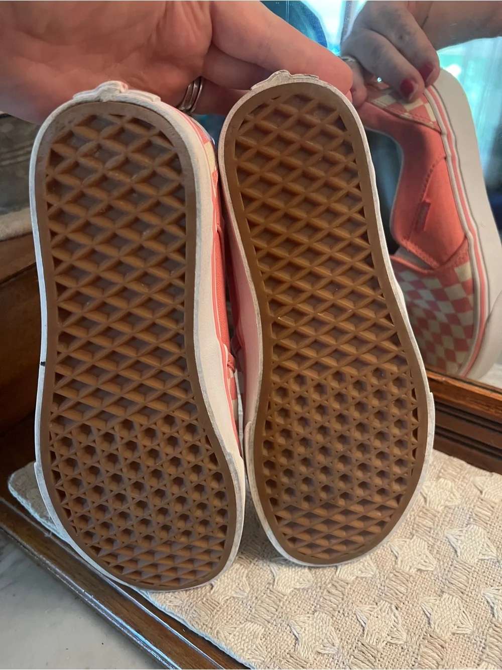 VANS Classic Checkerboard Low Top Canvas Sneakers Pink White Women's Size 6.5